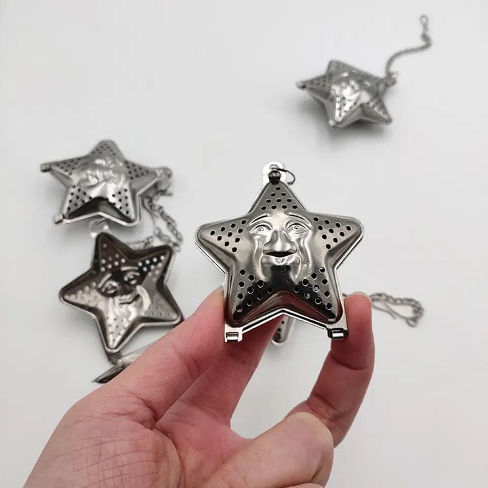 Star Tea Mesh Infuser, Stainless Steel Tea Strainer, Reusable Tea Filter With Chain Hook, Spice, Herb, Tea Seasoning Filter, Large Capacity Tea Infuser for Kitchen Bar Restaurant, Spice Filter Drinkware Gadget Kitchen Tools Accessories Star Tea Mesh Infuser, Stainless Steel Tea Strainer, Reusable Tea Filter With Chain Hook, Spice, Herb, Tea Seasoning Filter, Large Capacity Tea Infuser for Kitchen Bar Restaurant, Spice Filter Drinkware Gadget Kitchen Tools Accessories